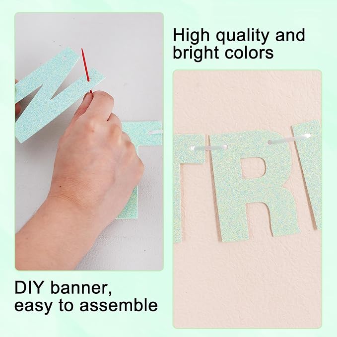 BEISHIDA 116 PCS Glitter Light Green DIY Letter Banner Kit Make Your Own - Image 2