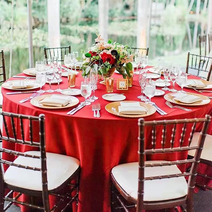12 Pack Round Tablecloths 120 Inch, Stain and Wrinkle Resistant Washable Fabric - Image 5