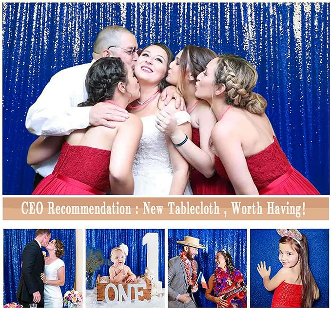 ShinyBeauty Royal Blue Sequin Photo Booth Backdrop 5x10FT | Glitter Birthday - Image 6