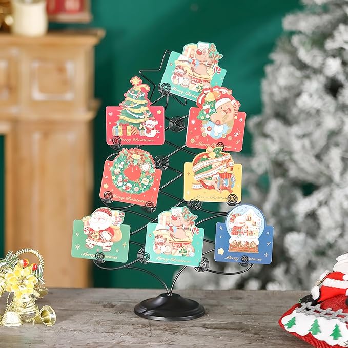 Decorative Metal Christmas Tree Card Holder, 18 Inch Tabletop Holiday Card - Image 2
