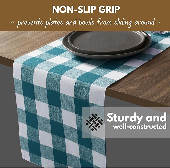 Native Fab Table Runner Buffalo Check Plaid 100% Cotton - Image 3