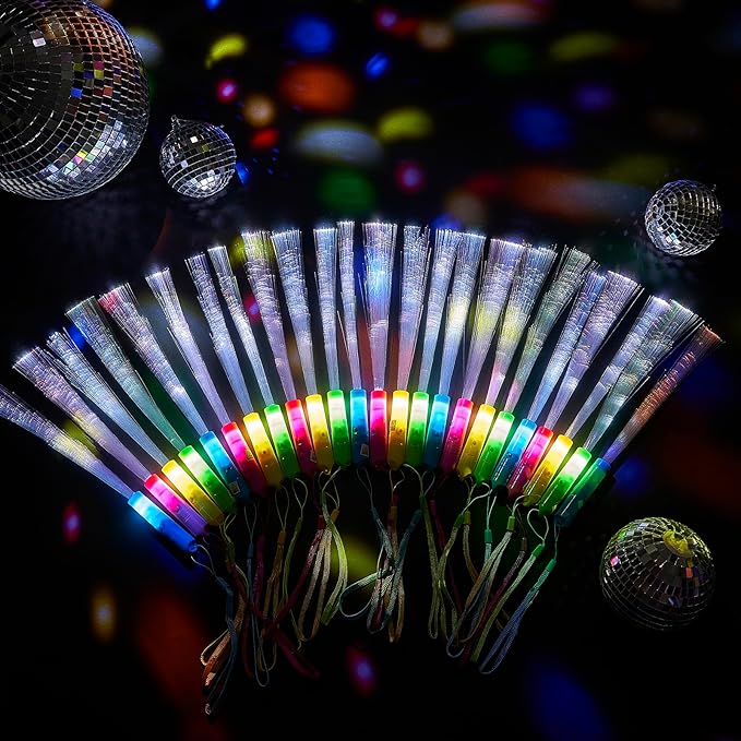 Lewtemi 60 Pack Fiber Optic Wand Glow Wand LED Light Up Wand Bulk - Image 5