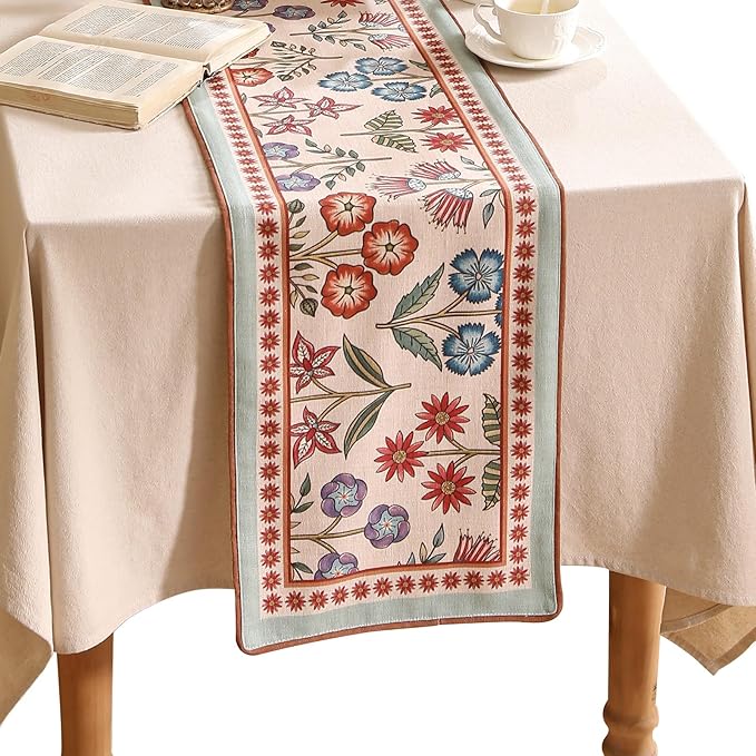 Decorative Linen French Table Runner 71 Inches Long, Tea Party by bilingaier