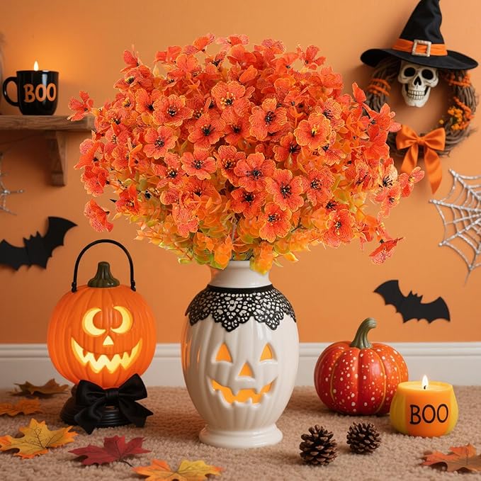 AmyHomie 16 Bundles Orange Artificial Fall Flowers - Image 2