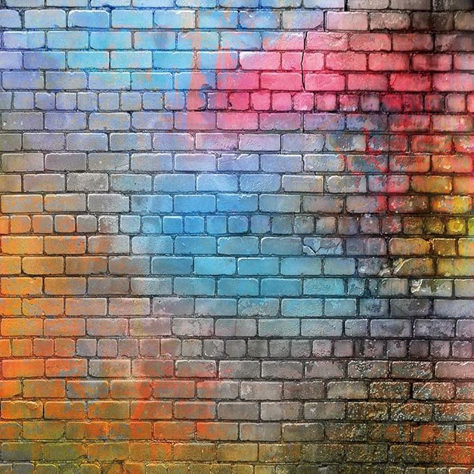 Colorful Graffiti Brick Wall Backdrop 8x8ft – Urban Street Art Background by LTLYH