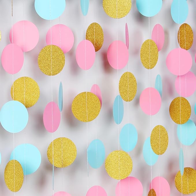 Blue Pink Gold Party-Decorations Gender-Reveal - 52Ft Paper Streamers Garland by HongTongTong