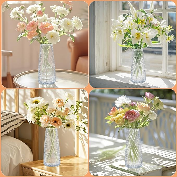 Crystal Vase for Flowers, 8.6" H Clear Round Glass Vase for Centerpieces - Image 7
