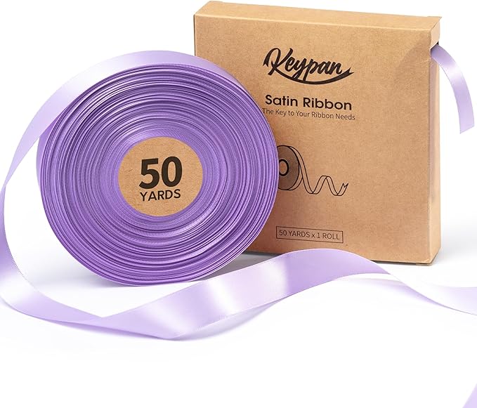 Lavender Satin Ribbon 7/8 Inch x 50 Yards Double-Faced Ribbons by Keypan
