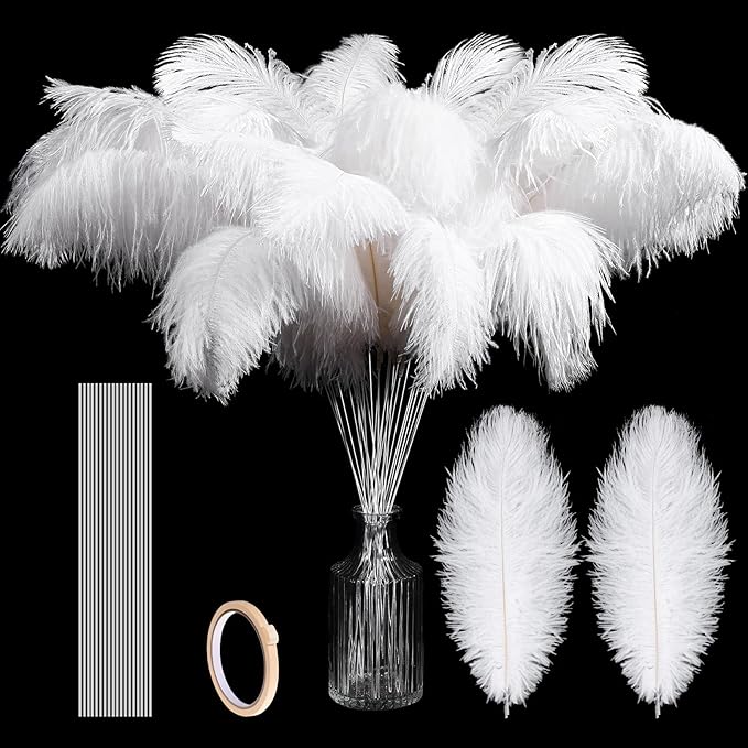 Hanaive 150 Pcs Ostrich Feathers Set Bulk Plumes 12-14 Inch 70 Pcs Large by Hanaive