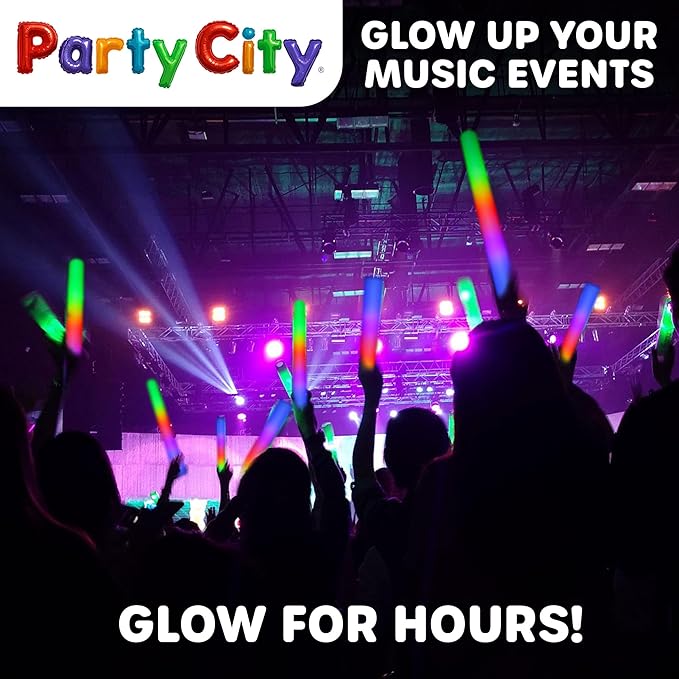 Party City 24pk LED Foam Glow Sticks 14”- Glow in the Dark Party Supplies Favors - Image 3