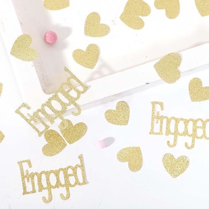 Gold Engagement Confetti With Hearts - Image 6