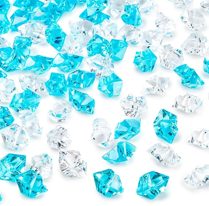 DomeStar 150PCS Fake Ice, Vase Filler Mixed Blue Fake Ice Rocks, Acrylic by DOMESTAR