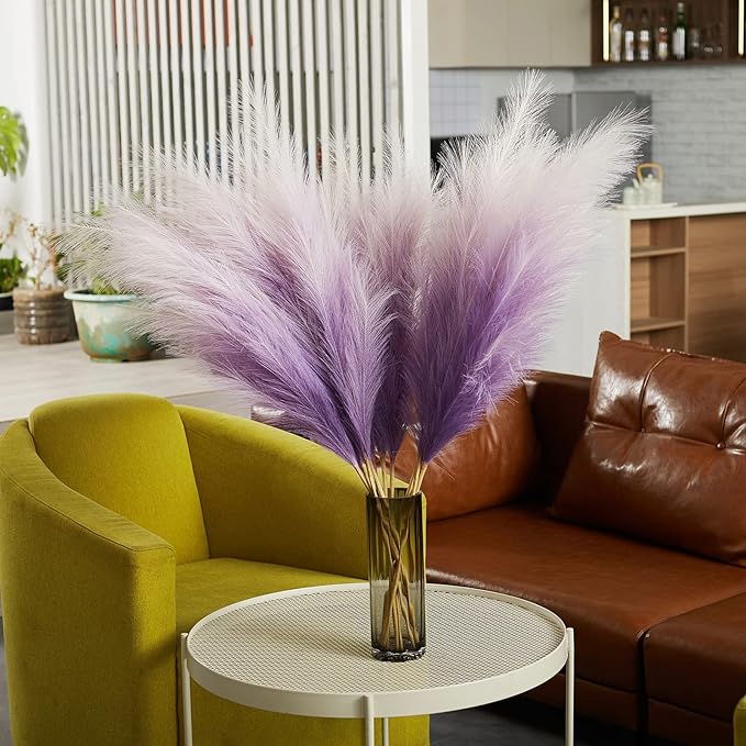 EVODIS Faux Pampas Grass Decor, 6 Stems Artificial Pampas Grass - Image 5