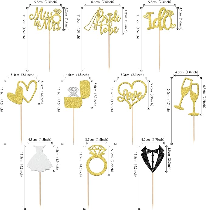 30 PCS Bride to Be Cupcake Toppers Glitter Wedding Cupcake Toppers I Do Love - Image 2