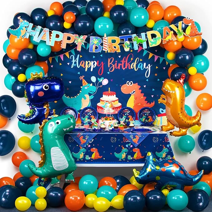 265 PCS Dinosaur Party Decorations, Customized Backdrop, Happy Birthday Banner - Image 2