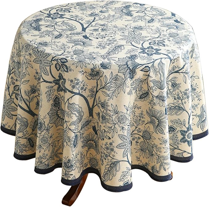 ISAENNE Designer French Linen Small Round Tablecloth, Durable Home Decor by Isaennehomedecoration