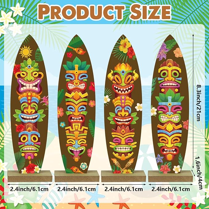 4 Pcs Surfboard Decorations for Party Welcome to Paradise Sign Tropical Bar - Image 2