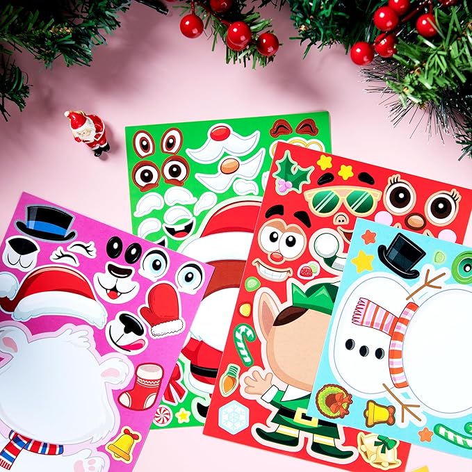 JOYIN 24 Pcs Christmas Make-a-face Stickers, Make Your Own Characters Mix and - Image 7