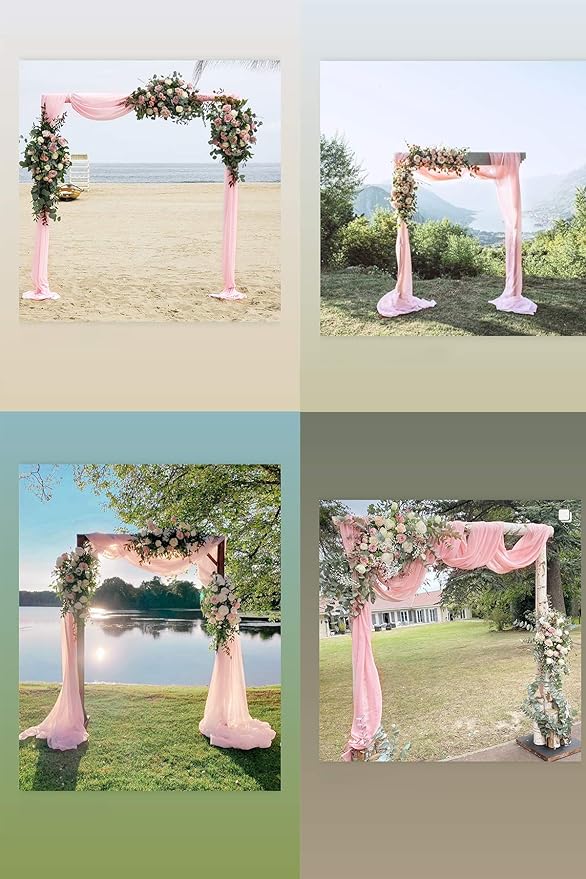 Socomi Wedding Arch Draping Fabric 1 Panel 29" x 19Ft Blush Pink Sheer Chiffon - Image 5