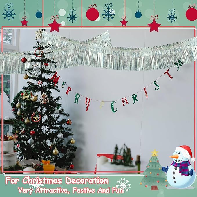 4 Pack Each 10 Feet Glitter Silver Parade Float Decorations - Image 2