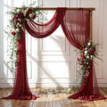 Wedding Arch Draping Fabric, 1 Panel 18FT Burgundy Sheer Backdrop Curtain by Partisky