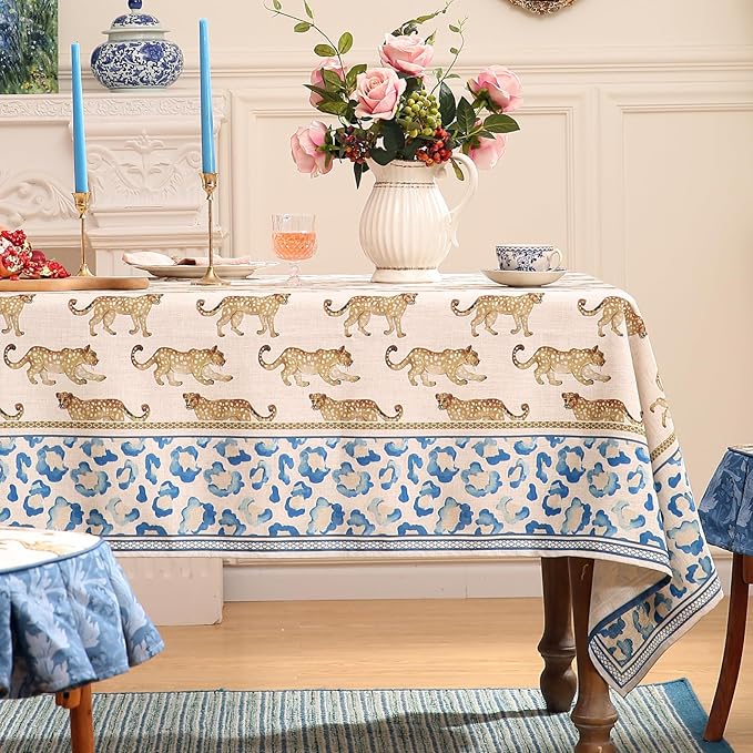 patdrea Designer Leopard Animal Linen Small Table Cloth - Image 2