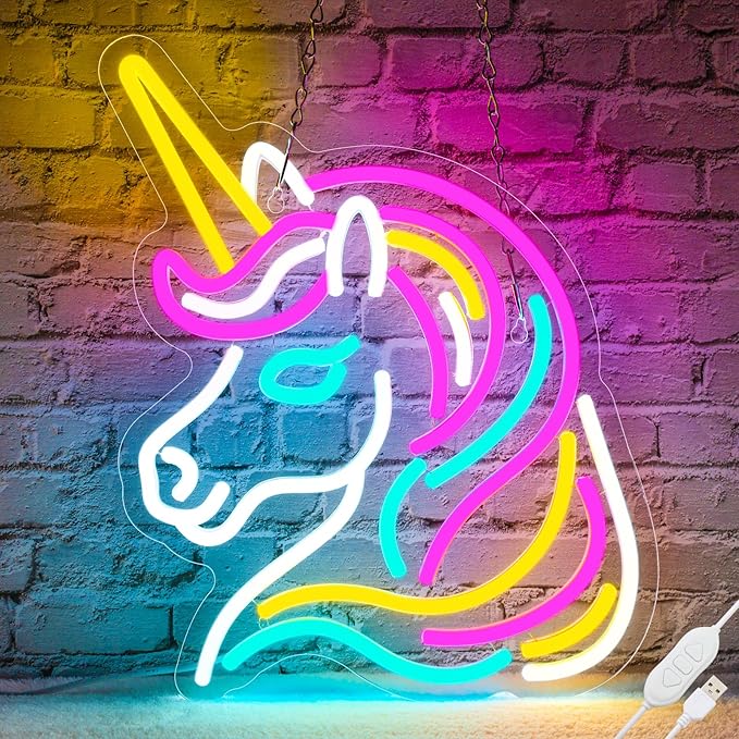 Unicorn Neon Sign for Wall Decor, Dimmable Colorful Unicorn Neon Lights for by BasaneonNeonSignLightUpYourLife