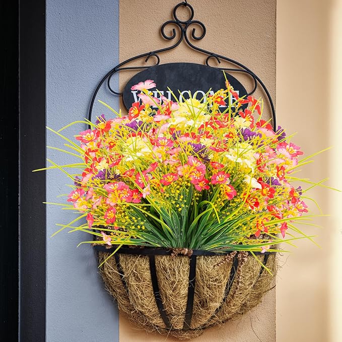 12 Bundles Artificial Outdoor Flowers Lifelike UV Resistant Fake Plastic Plants - Image 3