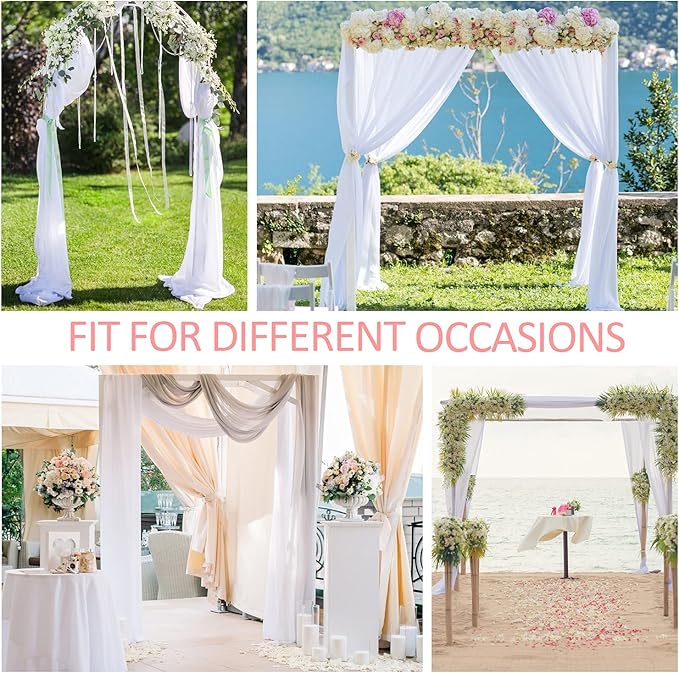 Wedding Arch Draping Fabric White Arch Drapes 6Panels Sheer Backdrop Curtain - Image 7