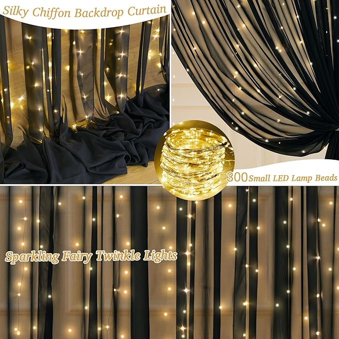 10x10ft Black Chiffon Backdrop Curtain - Image 9