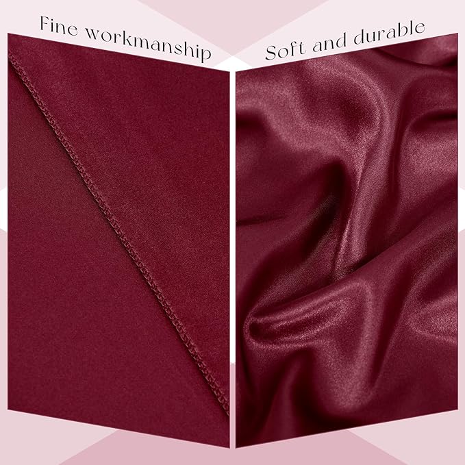 6 Packs Satin Tablecloth 57 x 108 Inch Burgundy Rectangular Table Cloth Silk - Image 4