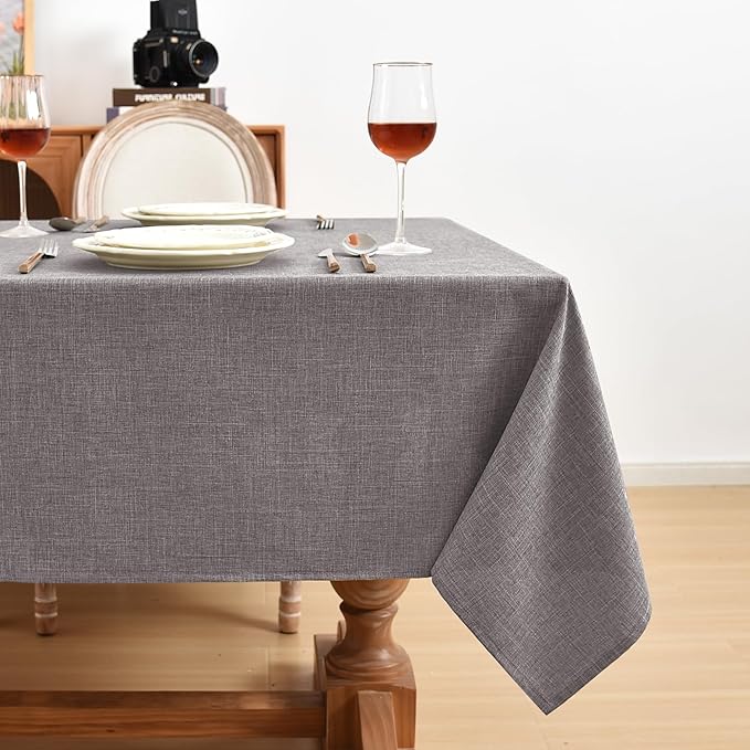 Fitable Faux Linen Table Clothes 2 Pack, Faux Burlap Fabric Tablecloths - Image 7