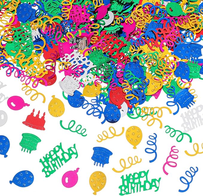 3000PCS Happy Birthday Confetti, Colorful Table Confetti, Metallic Foil by Unknown