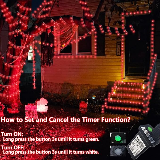 YEGUO 165ft 500 LED Halloween Lights Outdoor Waterproof, 8 Modes Clear Wire - Image 6