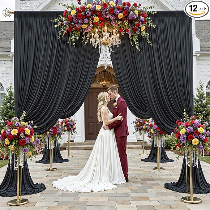 60x12ft Wrinkle Free Black Backdrop Curtain by ENJOYYOURPARTY