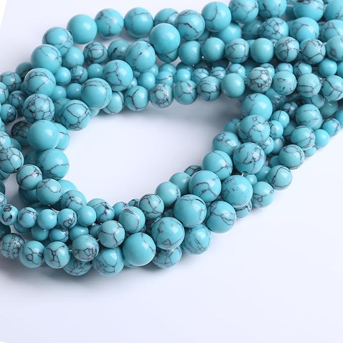 Lake Blue Turquoise Stone Beads Gemstone Round Crystal Energy Jade Beads Stone - Image 4
