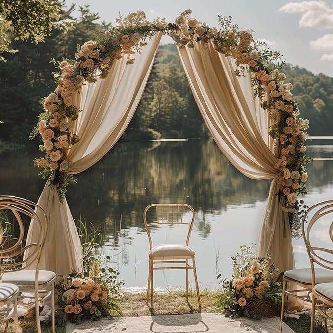Wokceer Wedding Arch Draping Nude 4 Panels 28.7" x 20FT Sheer Fabric Drapes - Image 6