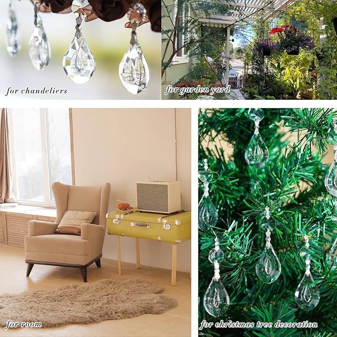 20pcs 38mm Crystal Loquat Shape Chandelier Replacement, Hanging Clear Glass - Image 6