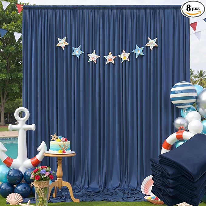 40×12ft Navy Blue Wrinkle Free Backdrop Curtain by ENJOYYOURPARTY