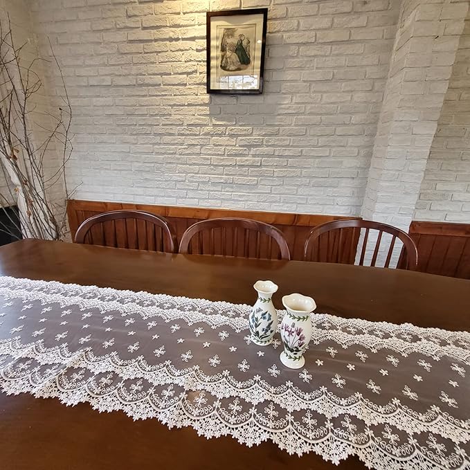 Inicia Table Lace Runner 12×70 inch Embroidered - Image 2
