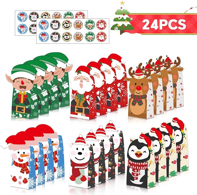 Tikitup 24PCS Christmas Treat Bags, Xmas Cookies Wrapping Gift - Image 4