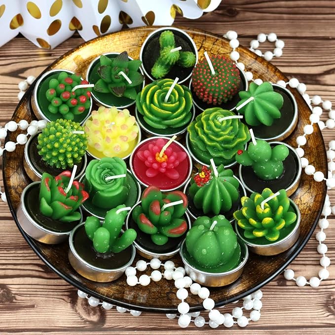 GIFTEXPRESS 18 Pcs Succulent Cactus Candles No Repeat Style, Delicate Smokeless - Image 2
