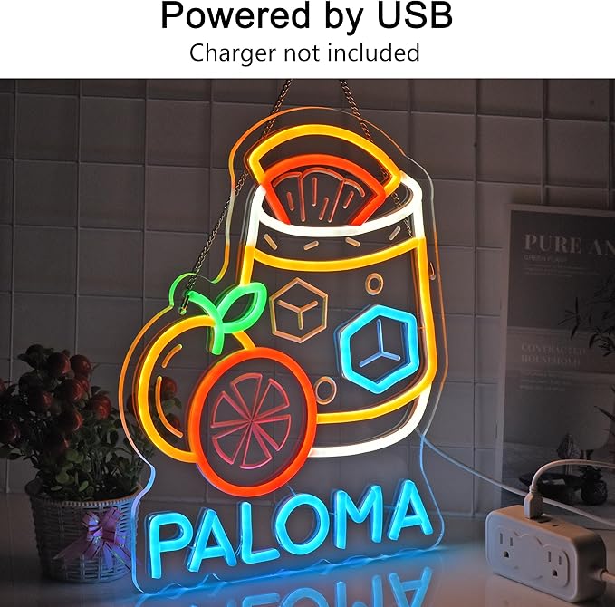 CNBEYOUNG Paloma Neon Sign, Neon Lights Hanging Wall Art Decoration - Image 2