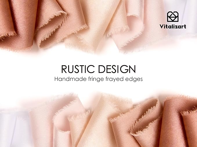 Vitalizart Silk Like Satin Ribbon 1 inch x 25 Yard Nude & White Handmade Frayed - Image 4