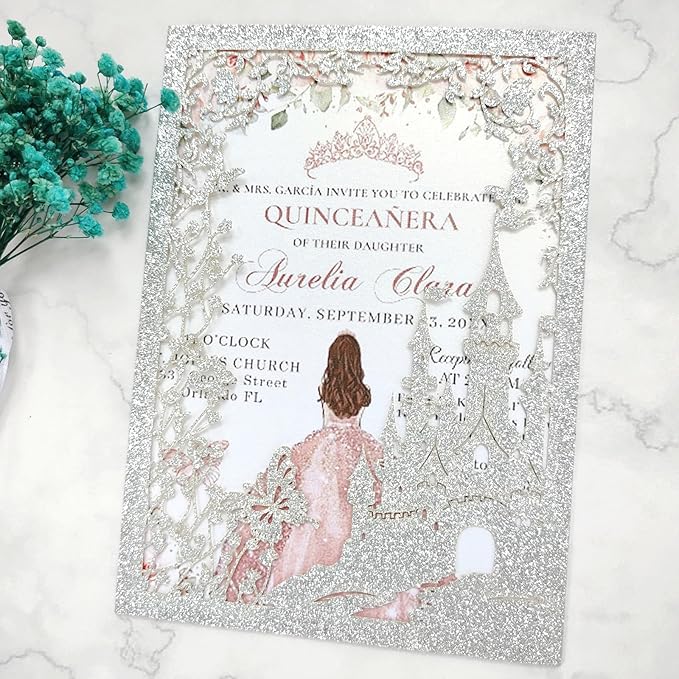 20PCS Castle Pocket Invitations, Quinceanera Invitations - Image 2
