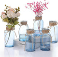 Blue Glass Flower Vases for Centerpieces Set of 6, Mason Jars Boho Cylinder Bud by Unknown