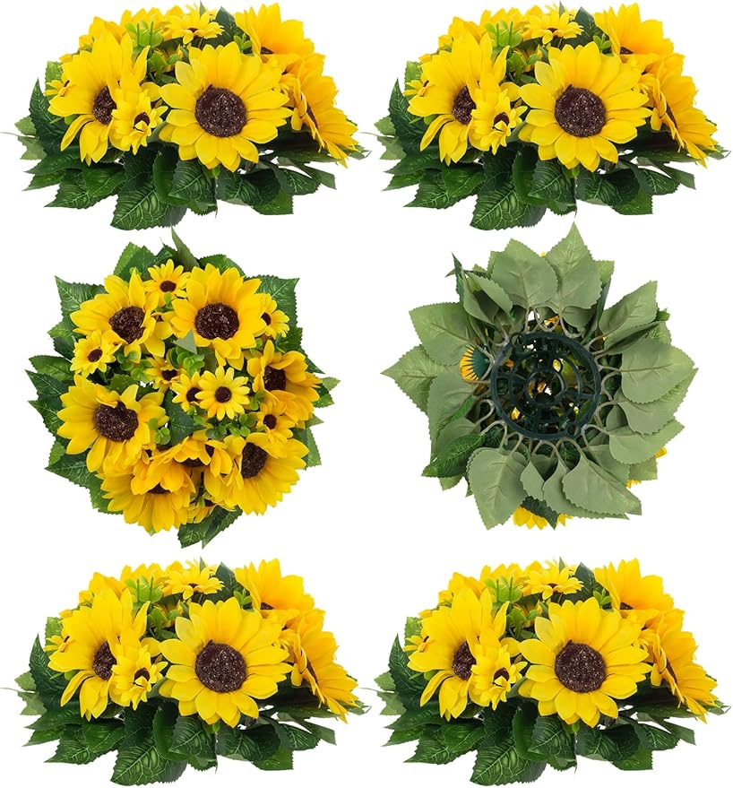 BLOSMON Sunflowers Artificial Flowers Centerpieces by Blosmon