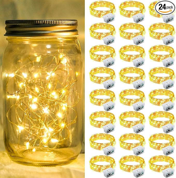 24 Pack Fairy Lights 7Ft 20 LED Twinkle String Lights 3 Modes Battery Operated by chzk