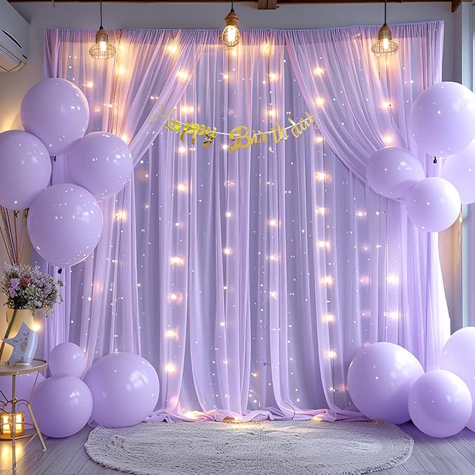 10x10ft Lavender Chiffon Backdrop Curtain - Image 2