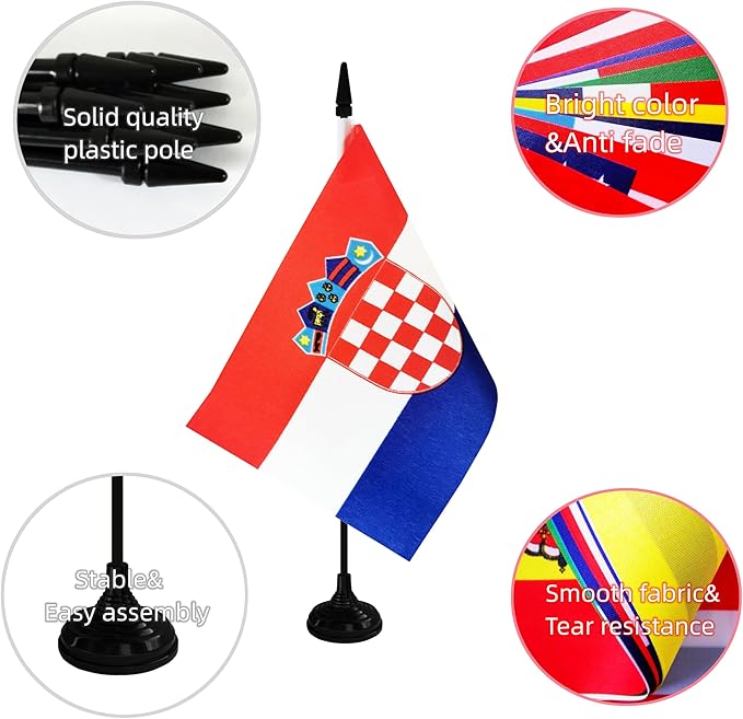 Croatia Desk Flag, 12 Pack Croatian Table Office Flag - Image 3